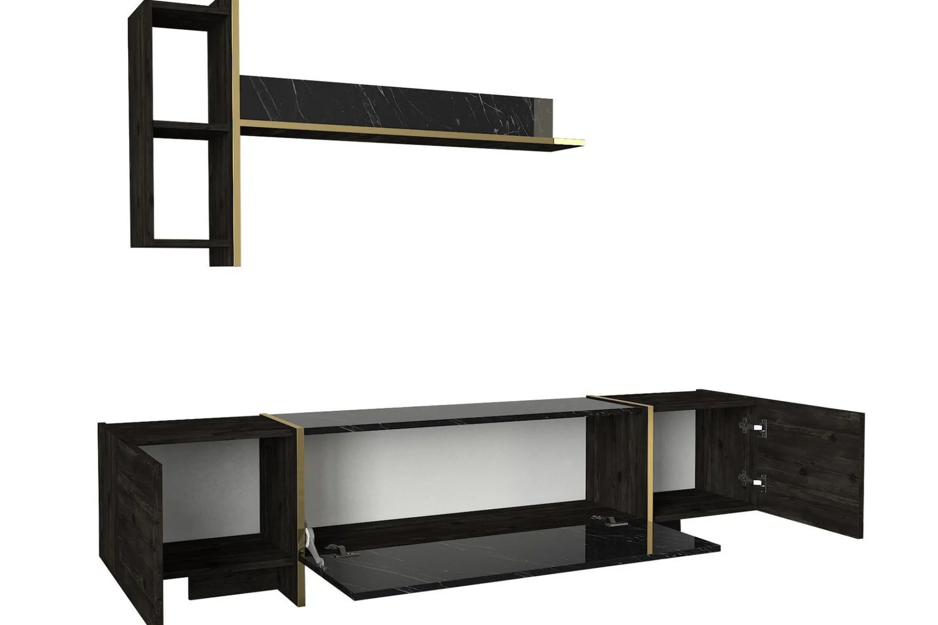 Møbelsett Til Stue-Veyron Møbelsett for Stue Svart,Gull