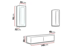 Tv-Møbelsett-Vigo TV-møbelsett 210x40x180 cm Svart,Hvit
