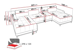 U-Sofa-Vilshult Sofa Dobbel sjeselong 4-seter Hvit