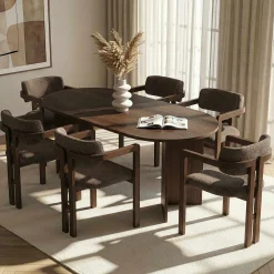Spisegrupper-Vintar Spisebord- og stolsett 180x75x90 cm 7 deler Milano valnøtt, mørk valnøtt, brun
