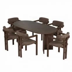Spisegrupper-Vintar Spisebord- og stolsett 180x75x90 cm 7 deler Milano valnøtt, mørk valnøtt, brun