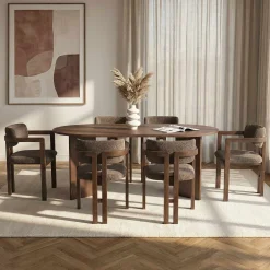 Spisegrupper-Vintar Spisebord- og stolsett 180x75x90 cm 7 deler Milano valnøtt, mørk valnøtt, brun
