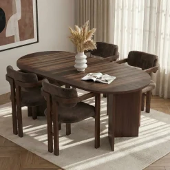 Spisegrupper-Vintar Spisebord- og stolsett 180x75x90 cm 5 deler Milano valnøtt, mørk valnøtt, brun