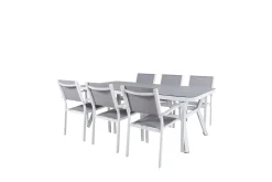 Venture Home Spisegrupper Hage-Virya Spisegruppe 200cm+6 Copacabana Stablebare Stoler Hvit/ Hvit/Grå