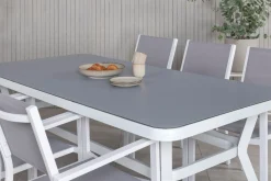 Venture Home Spisegrupper Hage-Virya Spisegruppe 200cm+6 Copacabana Stablebare Stoler Hvit/ Hvit/Grå