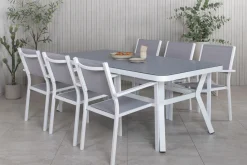 Venture Home Spisegrupper Hage-Virya Spisegruppe 200cm+6 Copacabana Stablebare Stoler Hvit/ Hvit/Grå