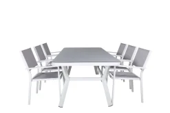 Venture Home Spisegrupper Hage-Virya Spisegruppe 200cm+6 Copacabana Stablebare Stoler Hvit/ Hvit/Grå