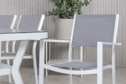 Venture Home Spisegrupper Hage-Virya Spisegruppe 200cm+6 Copacabana Stablebare Stoler Hvit/ Hvit/Grå