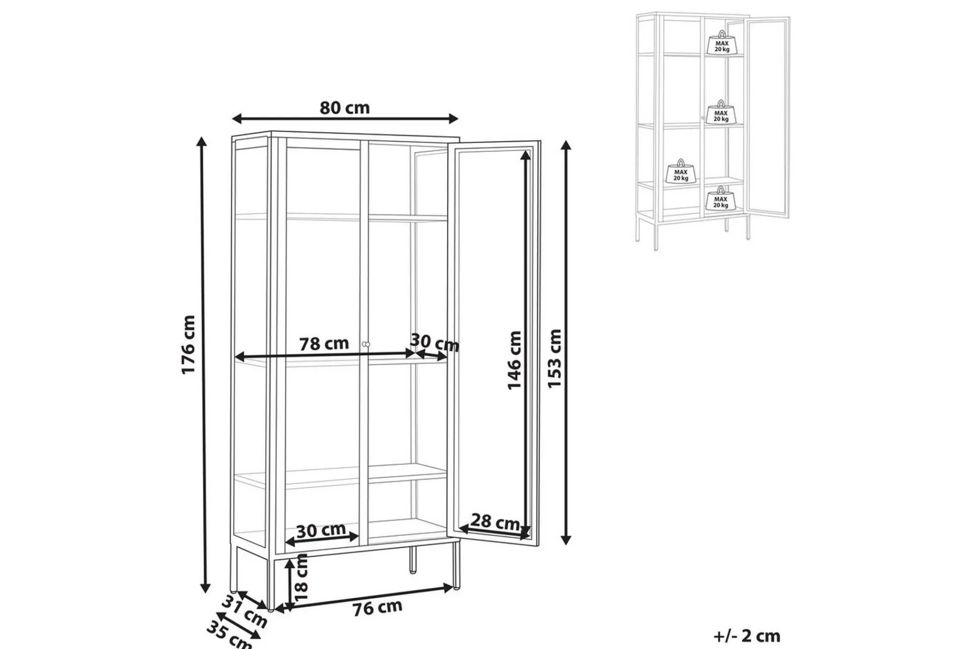Gangbord|Avlastningsbord-Vitrine Harty Svart