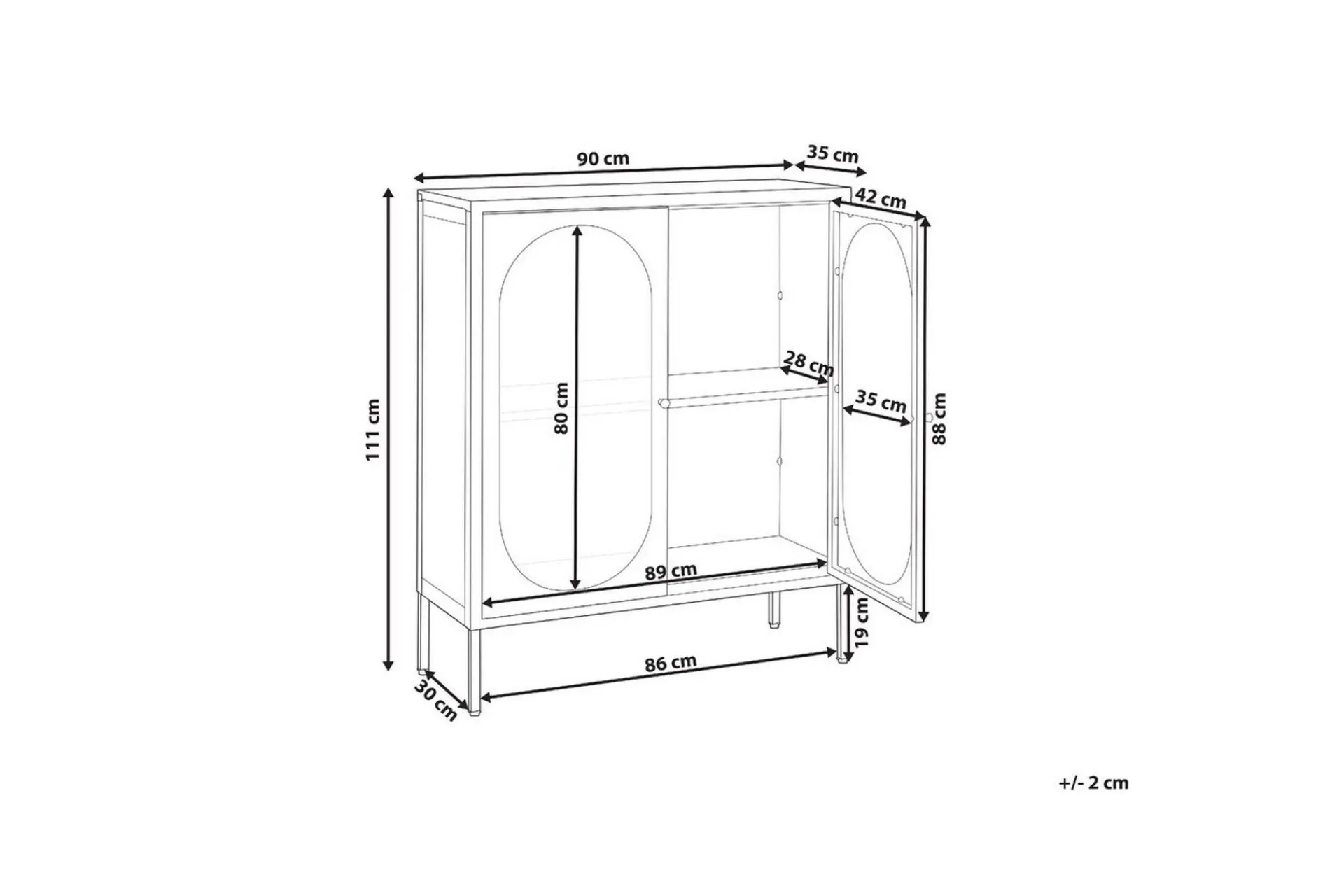 Vitrineskap|Skap-Vitrine Sarre Hvit, gull Hvit,Gull
