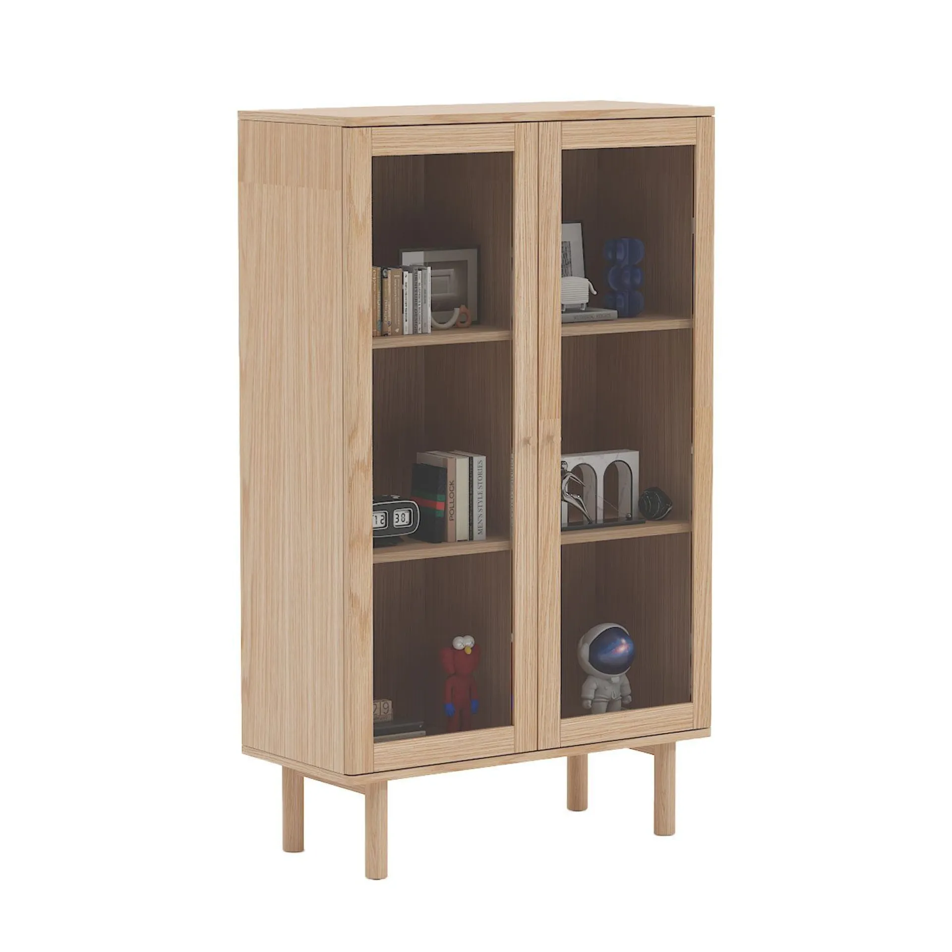 Vitrineskap|Skap-Vitrineskap HOME4YOU Hansen 90x40x150 cm Melamin Beige