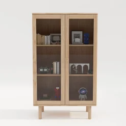 Vitrineskap|Skap-Vitrineskap HOME4YOU Hansen 90x40x150 cm Melamin Beige