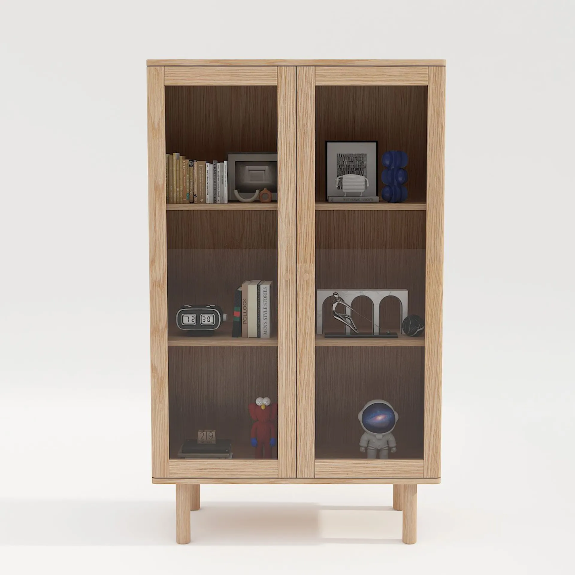 Vitrineskap|Skap-Vitrineskap HOME4YOU Hansen 90x40x150 cm Melamin Beige