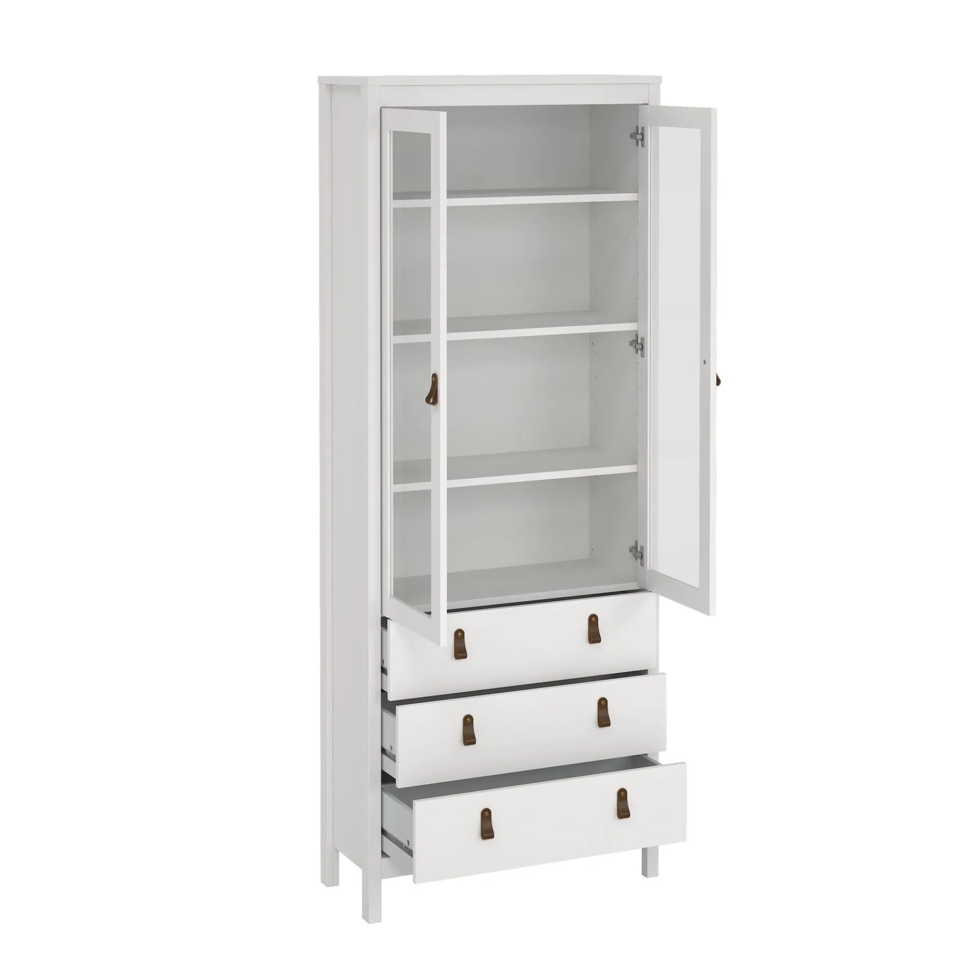 Tvilum Vitrineskap Madrid med 2 glassdører 3 skuffer 78x199 cm