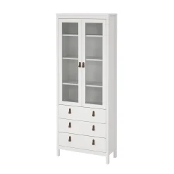 Tvilum Vitrineskap Madrid med 2 glassdører 3 skuffer 78x199 cm