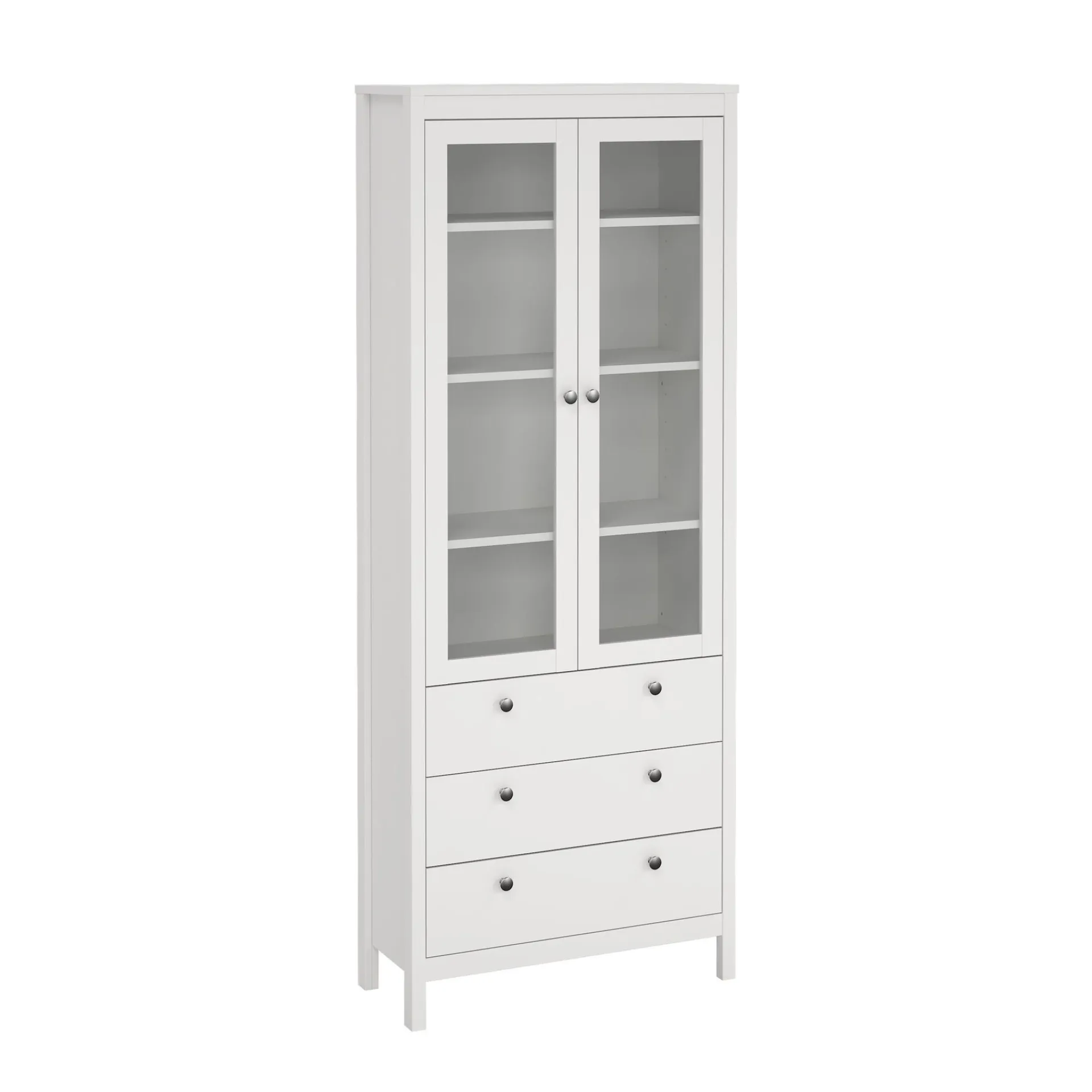 Tvilum Vitrineskap Madrid med 2 glassdører 3 skuffer 78x199 cm