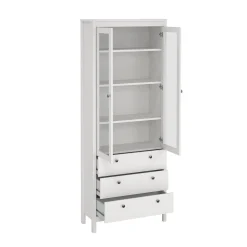 Tvilum Vitrineskap Madrid med 2 glassdører 3 skuffer 78x199 cm