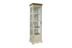 Vitrineskap|Skap-Vitrineskap SAMIRA 49x39xH178cm antikk Tre/Natur