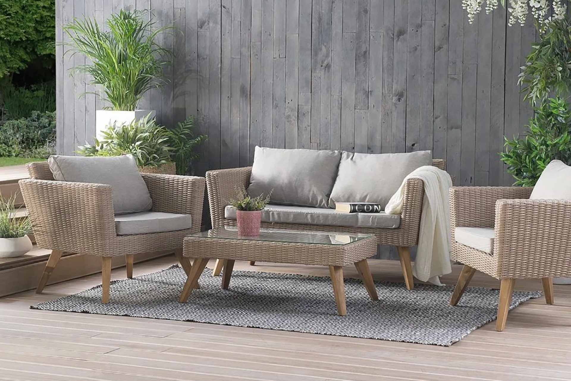 Veranda & Terrasse|Loungesett-Vittoria Loungegruppe 91 cm Brun