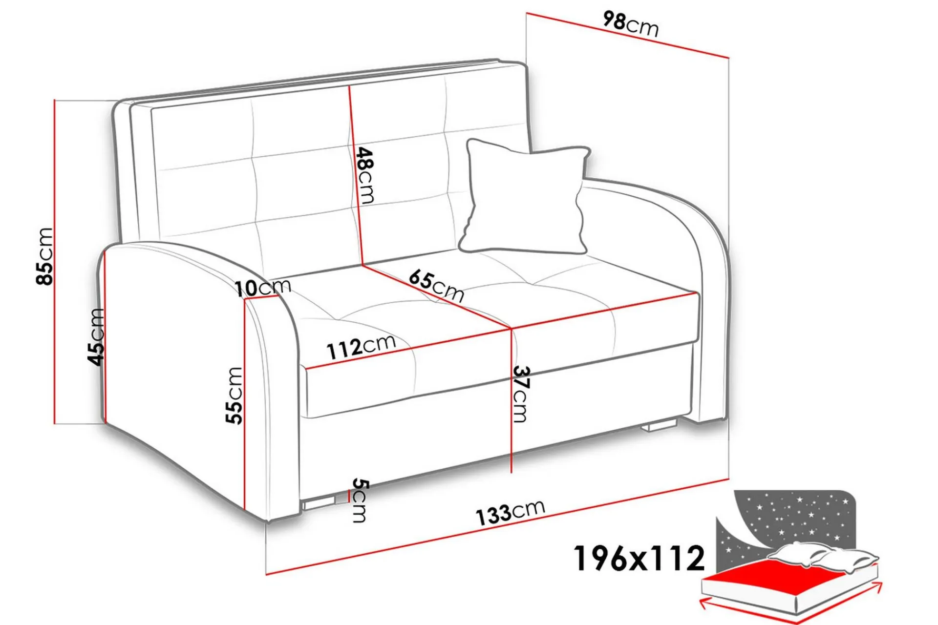 Viva Sovesofa 133x98x85 cm