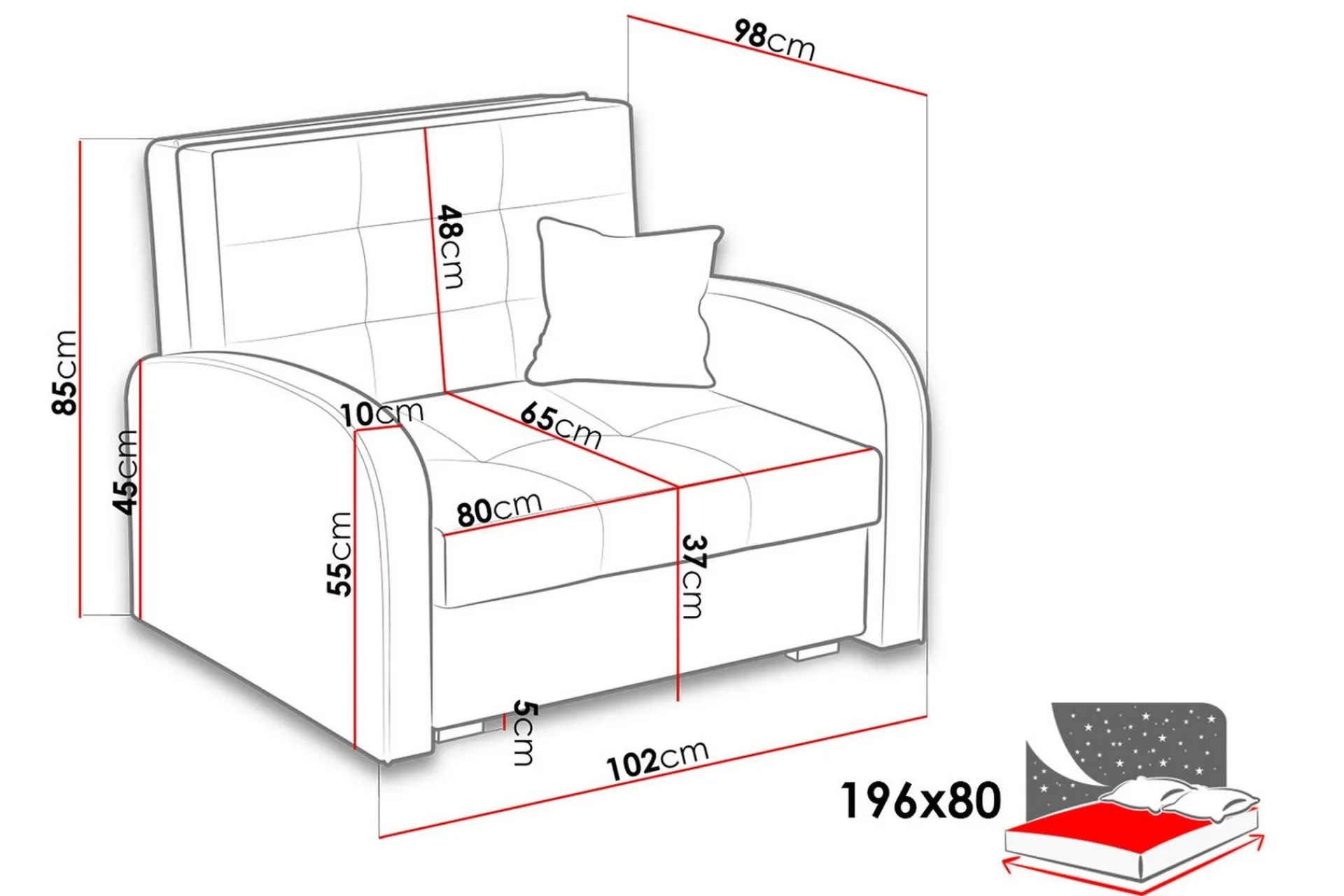 Viva Sovesofa 102x98x85 cm