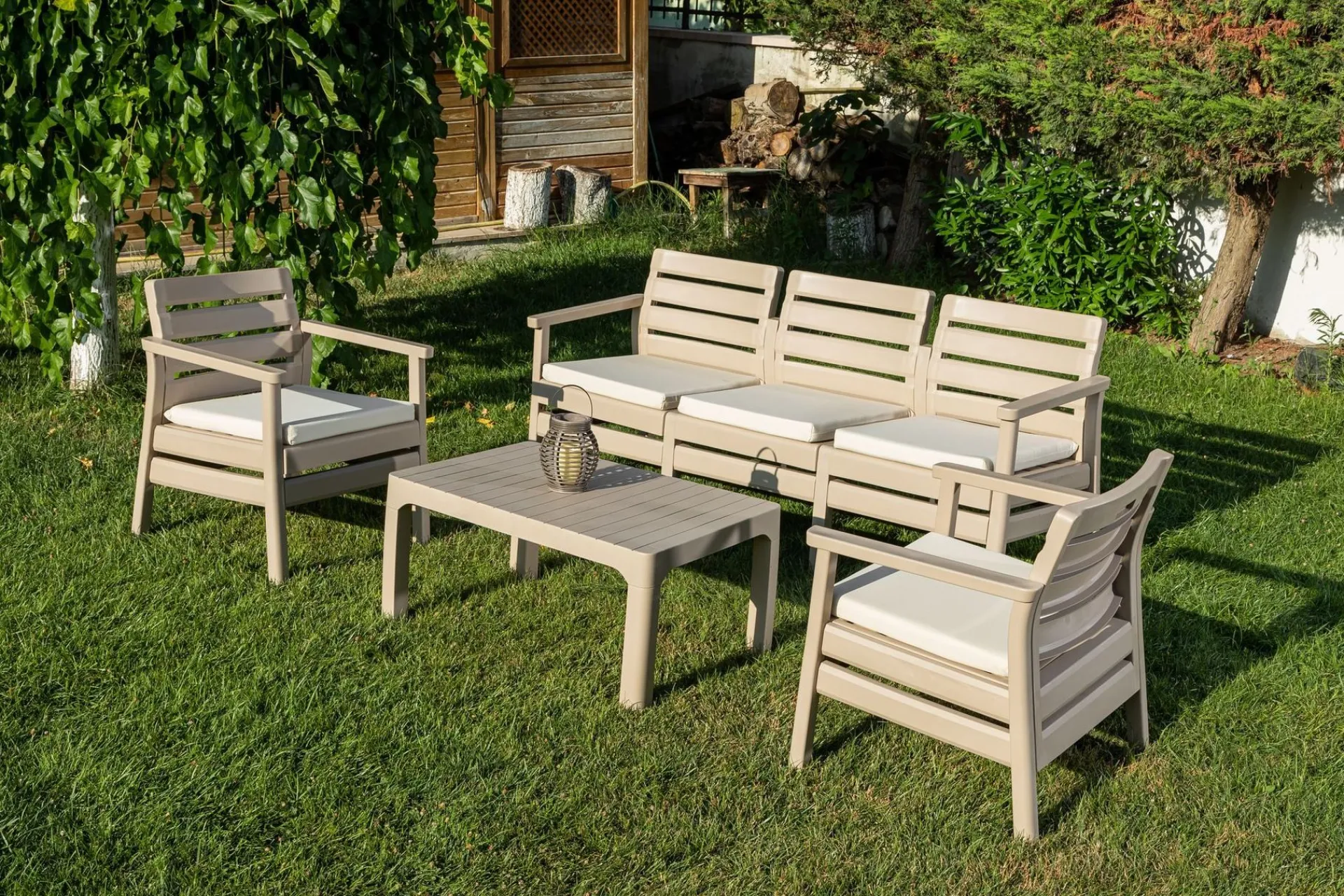 Veranda & Terrasse|Loungesett-Vomira Loungegruppe utendørs Desert Beige