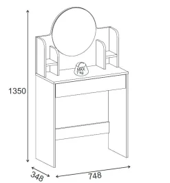 Sminkebord & Toalettbord-Vorina Sminkebord 85 cm Hvit