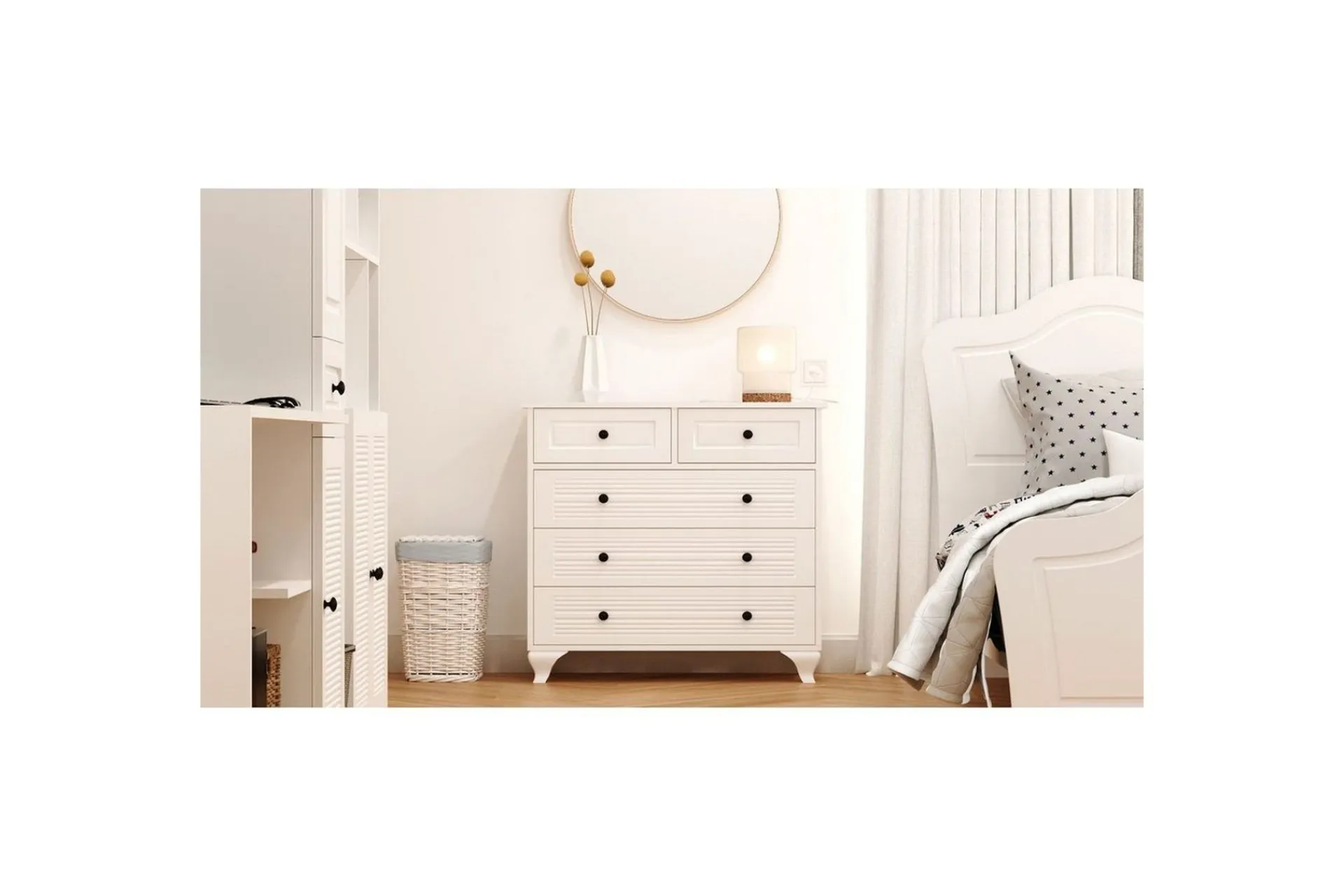 Kommode|Entrekommode-Vornrel Kommode 90 cm Matt hvit
