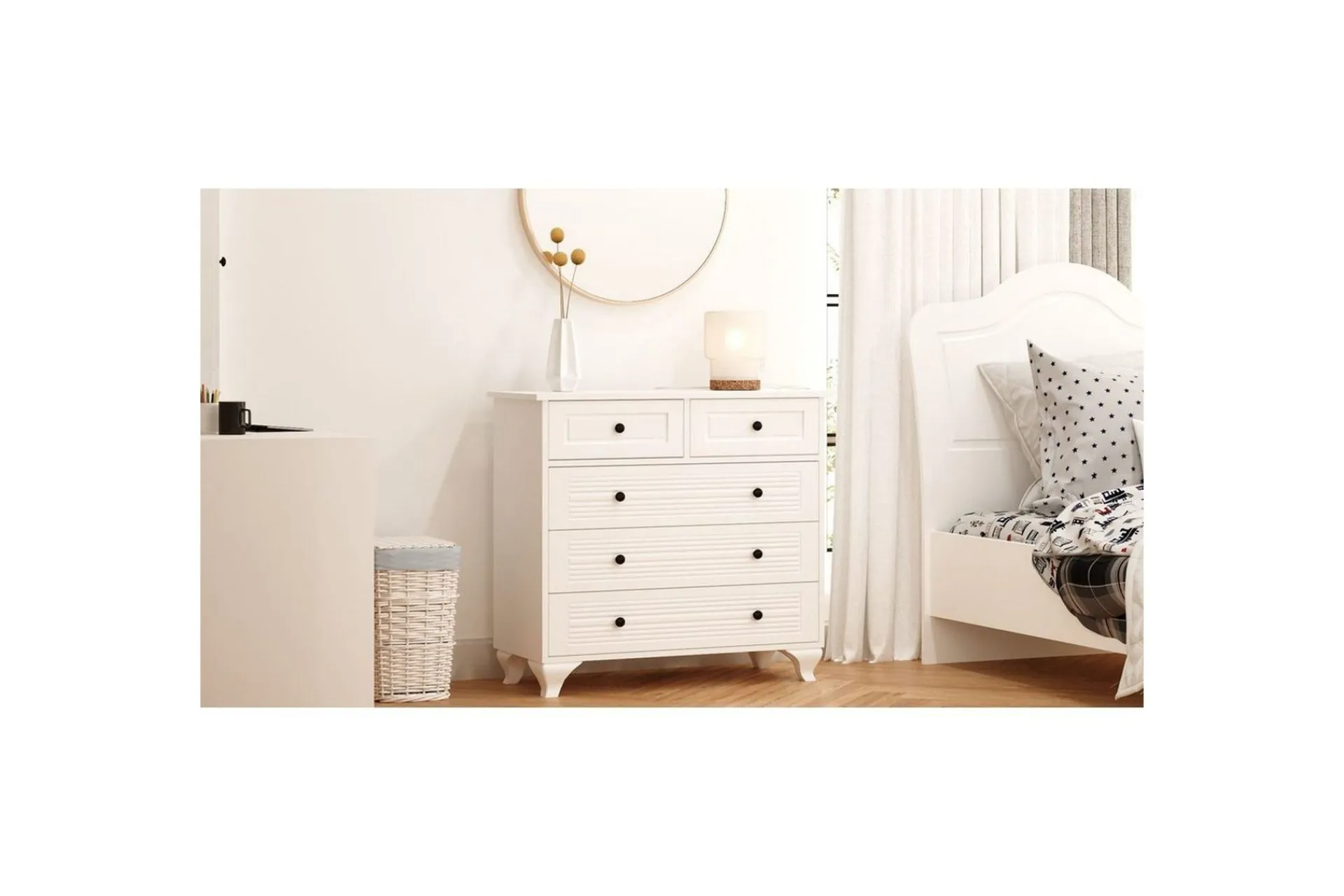 Kommode|Entrekommode-Vornrel Kommode 90 cm Matt hvit