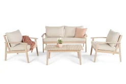 deNoord Pumper Og Irrigasjon|Loungestol Ute-Wagnera liten sofagruppe for utendørsbruk – 2-seters sofa med 2 lenestoler og salongbord i akasietre Beige