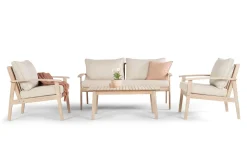 deNoord Pumper Og Irrigasjon|Loungestol Ute-Wagnera liten sofagruppe for utendørsbruk – 2-seters sofa med 2 lenestoler og salongbord i akasietre Beige