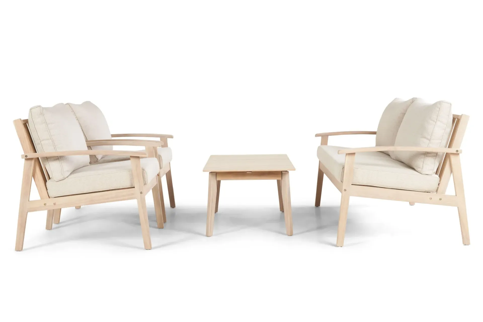 deNoord Pumper Og Irrigasjon|Loungestol Ute-Wagnera liten sofagruppe for utendørsbruk – 2-seters sofa med 2 lenestoler og salongbord i akasietre Beige