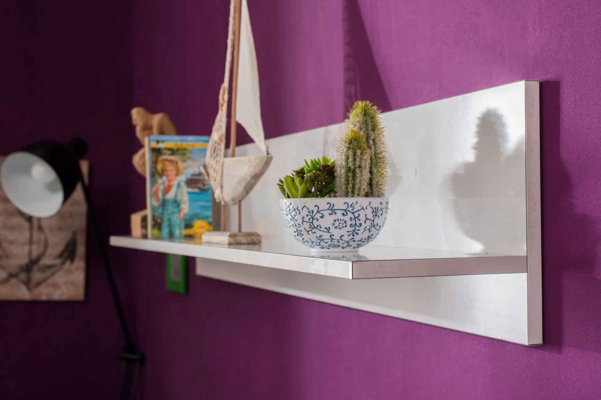 Vegghylle-Wall Shelf høyglans Hvit