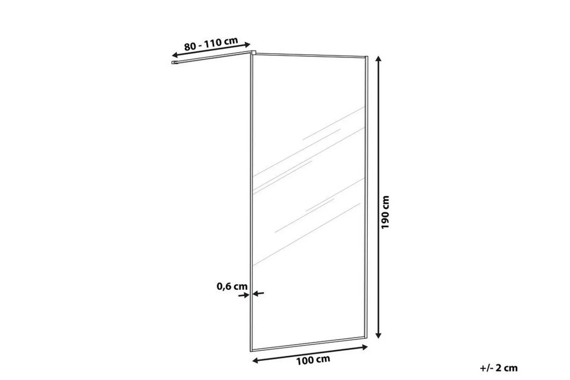 Baderom-Waspam Dusjskjerm 100x190 cm Transparent