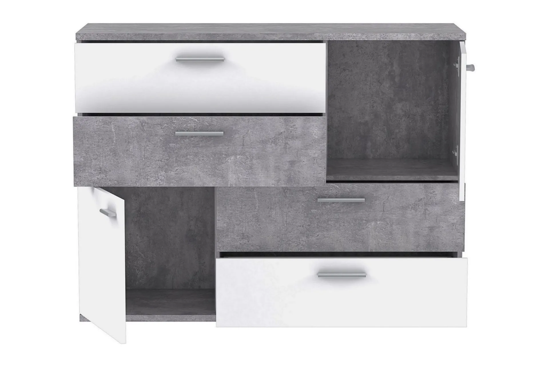 Kommode|Gangoppbevaring-Waunifor Kommode 125 cm Hvit,Grey