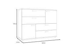 Kommode|Gangoppbevaring-Waunifor Kommode 125 cm Hvit,Grey