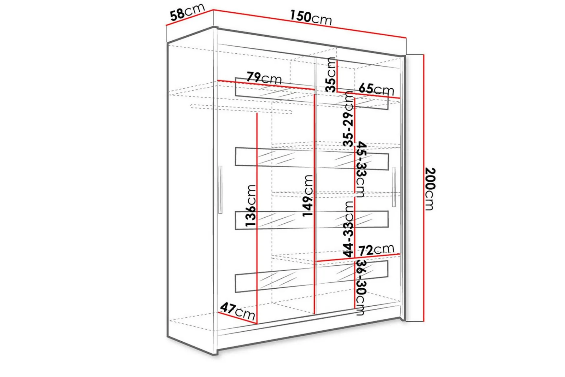 West Garderobe 150x58x200 cm