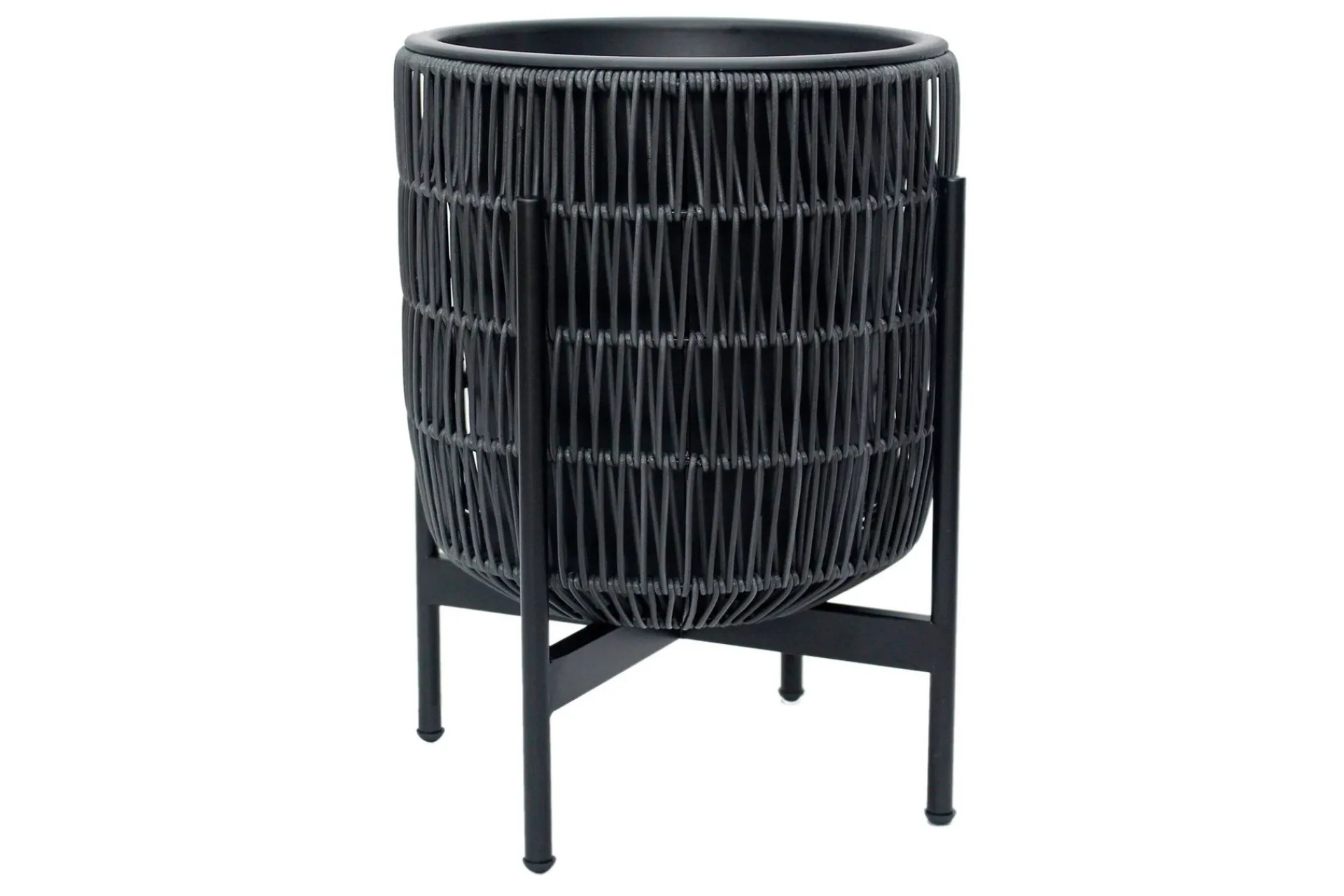 Dyrking|Tilbehør Utendørs-Wicker Blomsterkrukke på stativ 38x38xH49 cm Svart