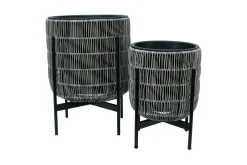 Wicker Blomsterkrukke på stativ 30x30xH38 cm Grå