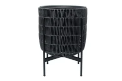 Dyrking|Tilbehør Utendørs-Wicker Blomsterpotte på stativ 30x30xH38 cm Svart