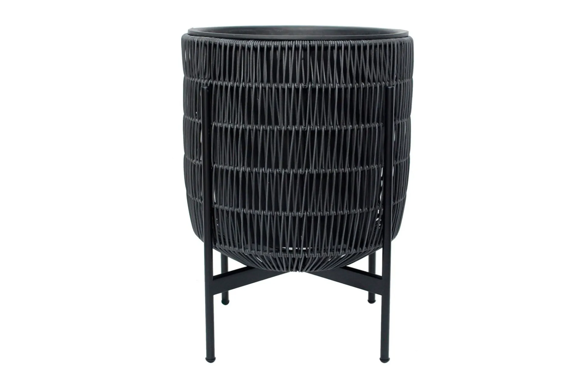 Dyrking|Tilbehør Utendørs-Wicker Blomsterpotte på stativ 30x30xH38 cm Svart