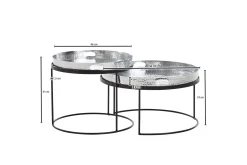 Wohnling Gangbord|Avlastningsbord-Wilhem Settbord 46 cm Rund Sølv