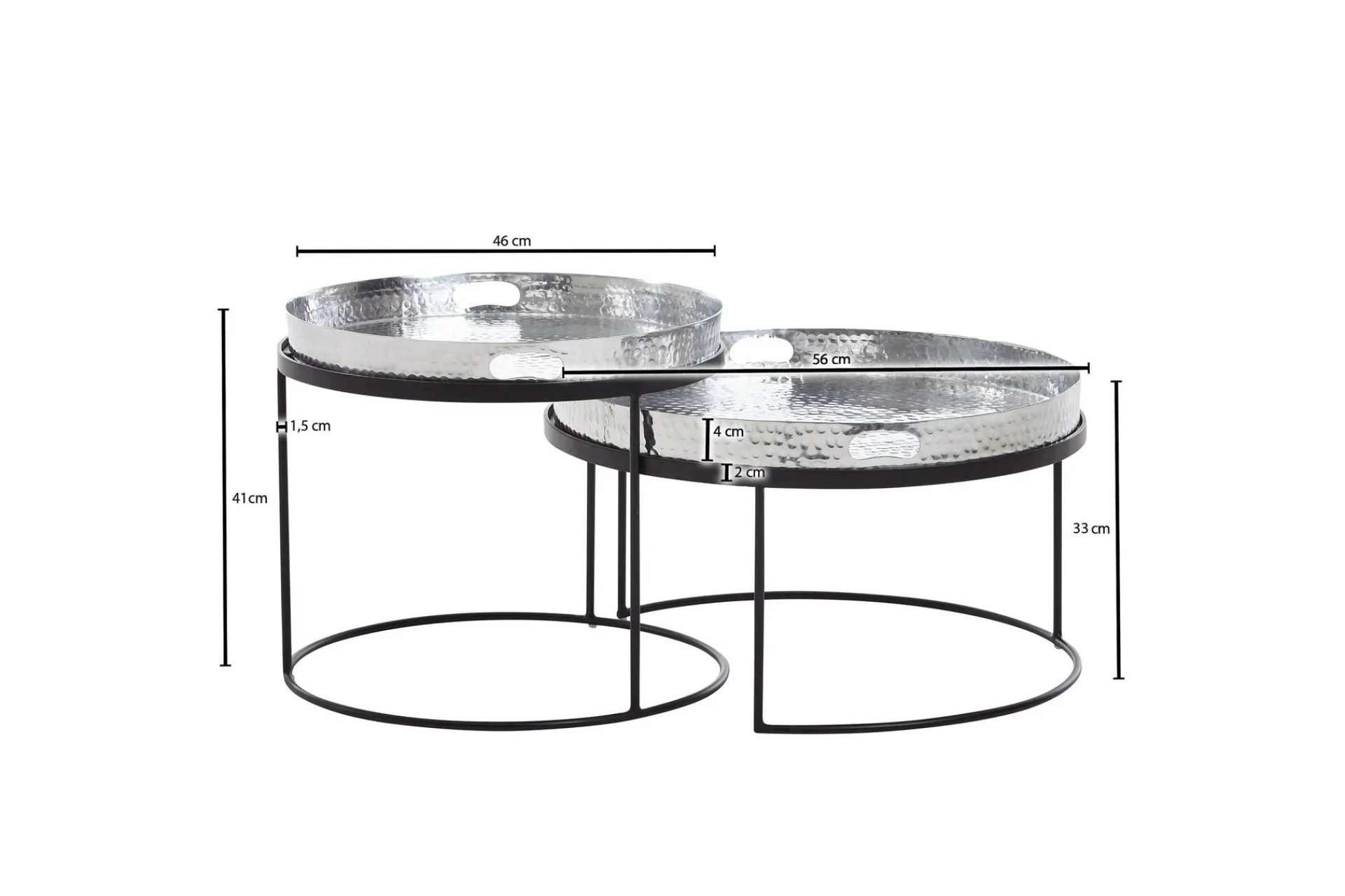 Wohnling Gangbord|Avlastningsbord-Wilhem Settbord 46 cm Rund Sølv