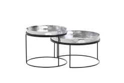 Wohnling Gangbord|Avlastningsbord-Wilhem Settbord 46 cm Rund Sølv