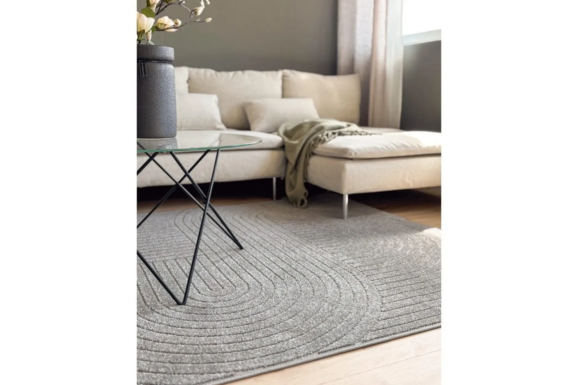 KM Home Skinn & Pelstepper|Sitteputer-Wiltonteppe Hawaii Shape 240x340 cm, Grå Grafittgrå