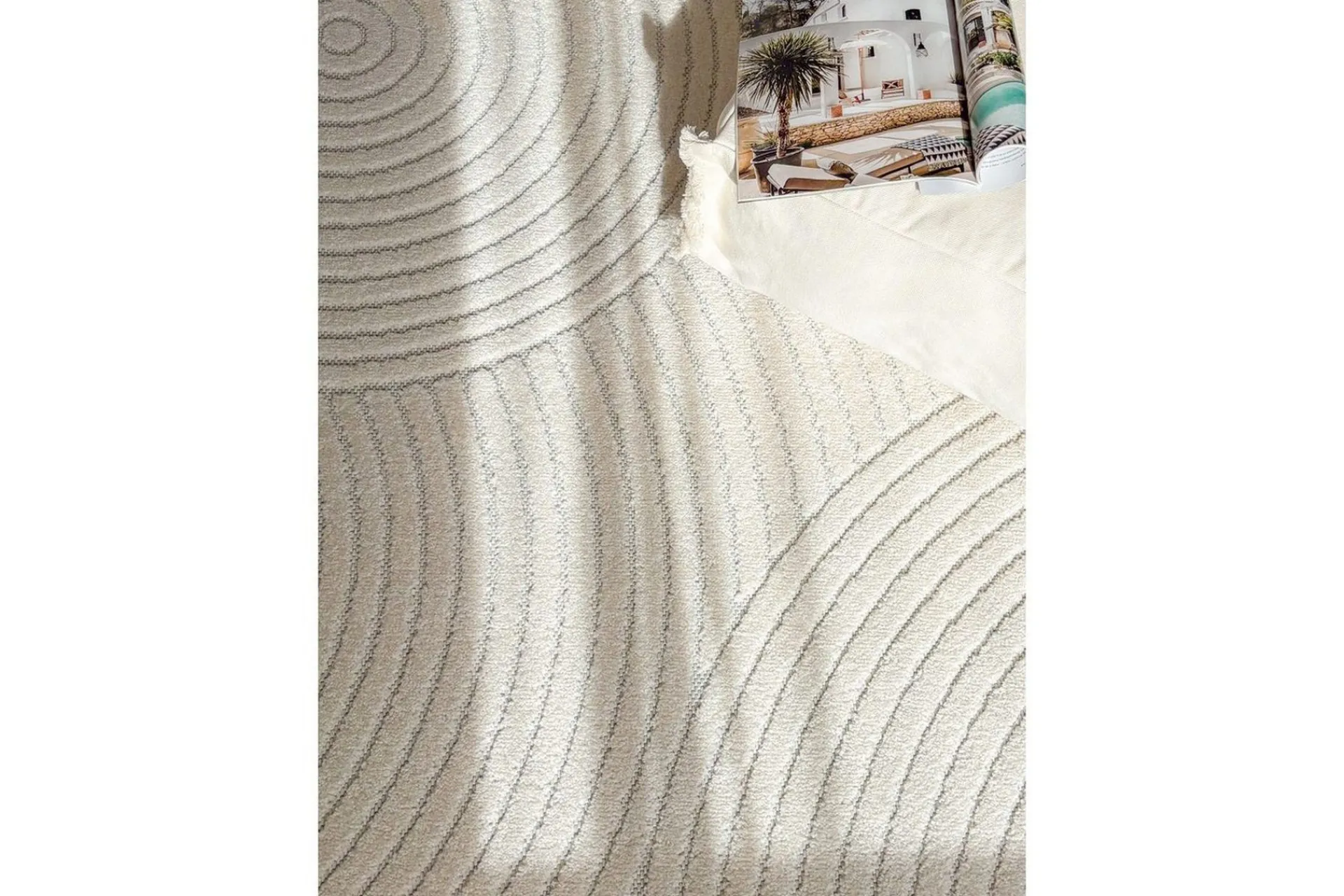 KM Home Utendørstepper-Wiltonteppe Hawaii Trend 240x240 cm, Krem Cremehvit