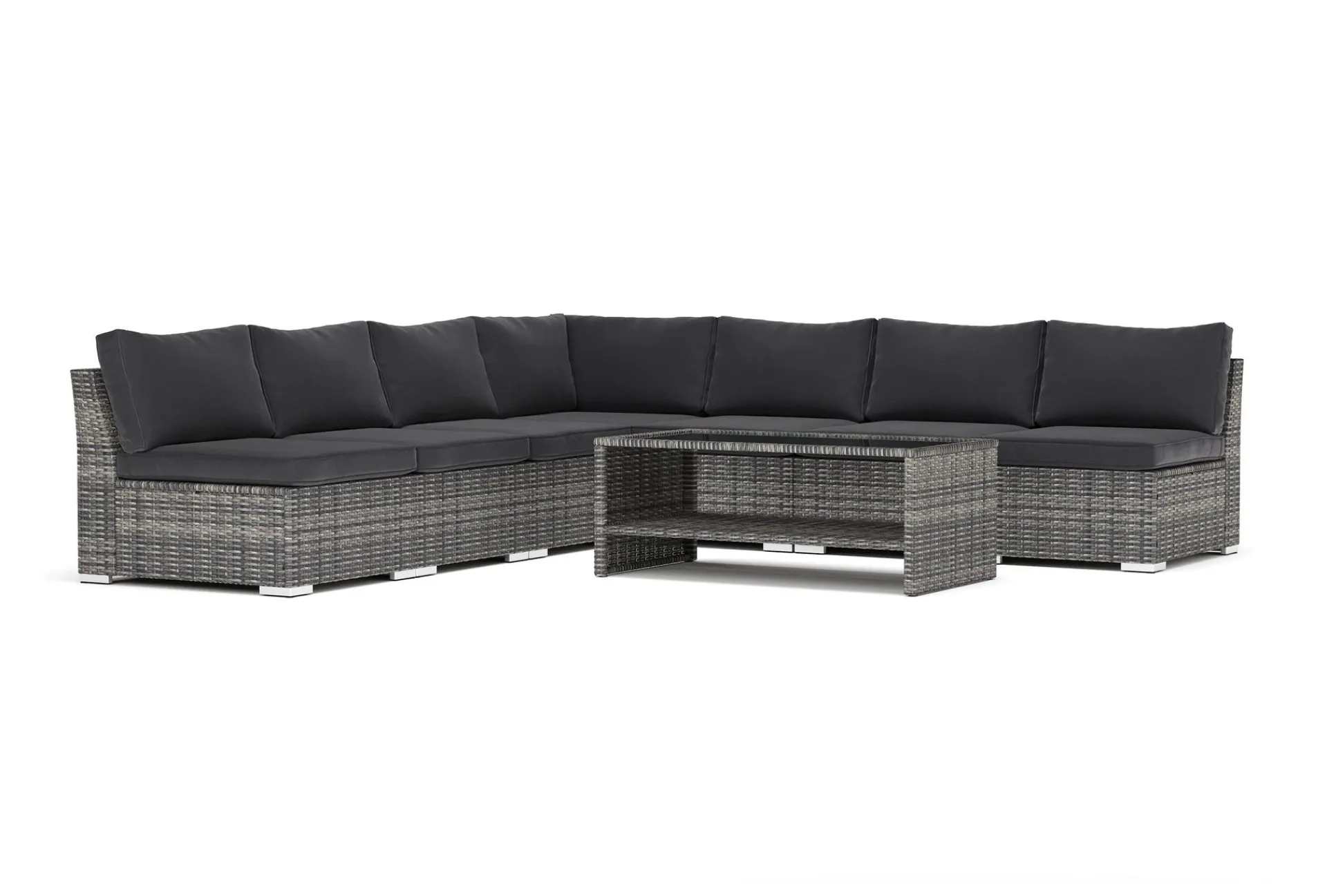 Comfort Garden Veranda & Terrasse|Loungesett-Wisconsin utendørs hjørnesofa 7-seter vendbar med åpen avslutning Grå