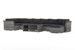 Comfort Garden Veranda & Terrasse|Loungemøbler Salg-Wisconsin utendørs U-sofa 8-seter med vendbar divan Grå