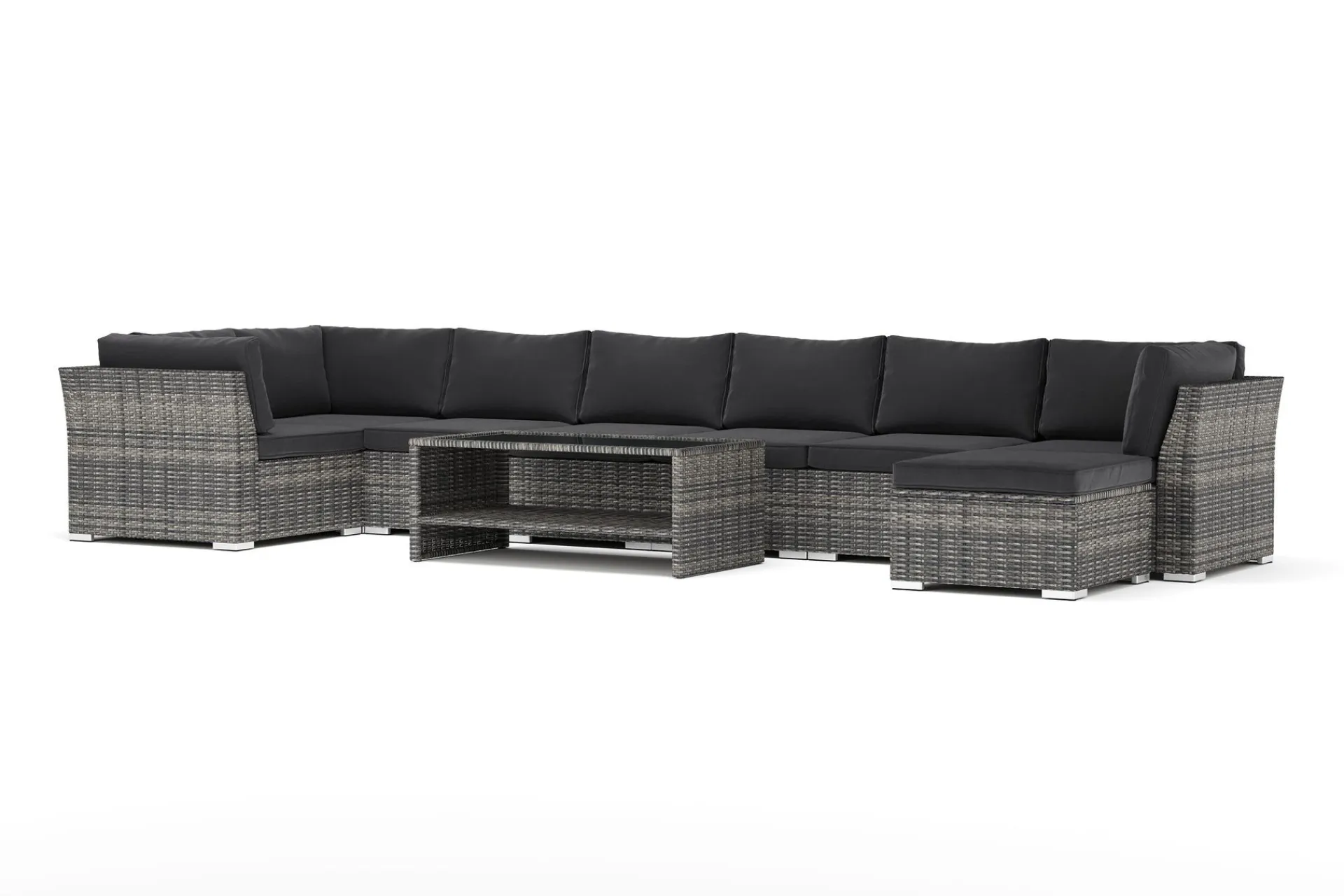 Comfort Garden Veranda & Terrasse|Loungemøbler Salg-Wisconsin utendørs U-sofa 8-seter med vendbar divan Grå