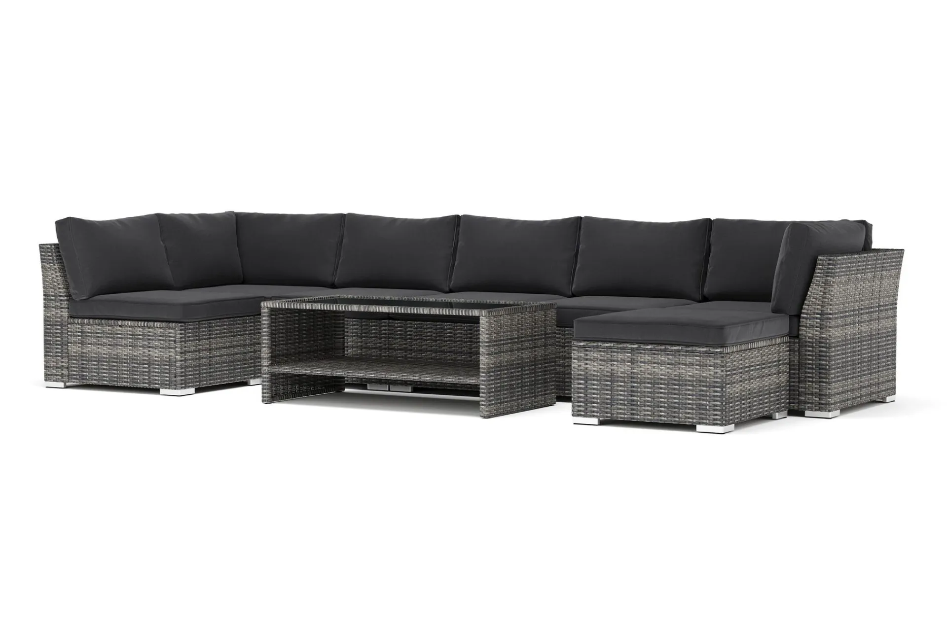 Comfort Garden Wisconsin utendørs U-sofa 7-seters med vendbar divan